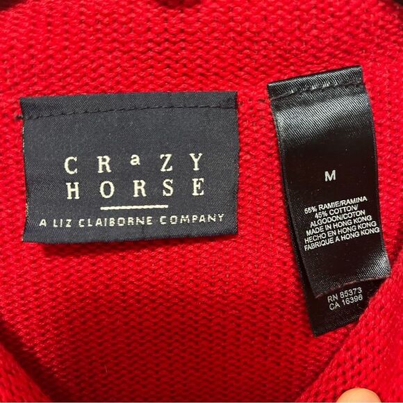 Crazy Horse Red Snowflake Knit Long Sleeve Sweater MEDIUM - Picture 3 of 6